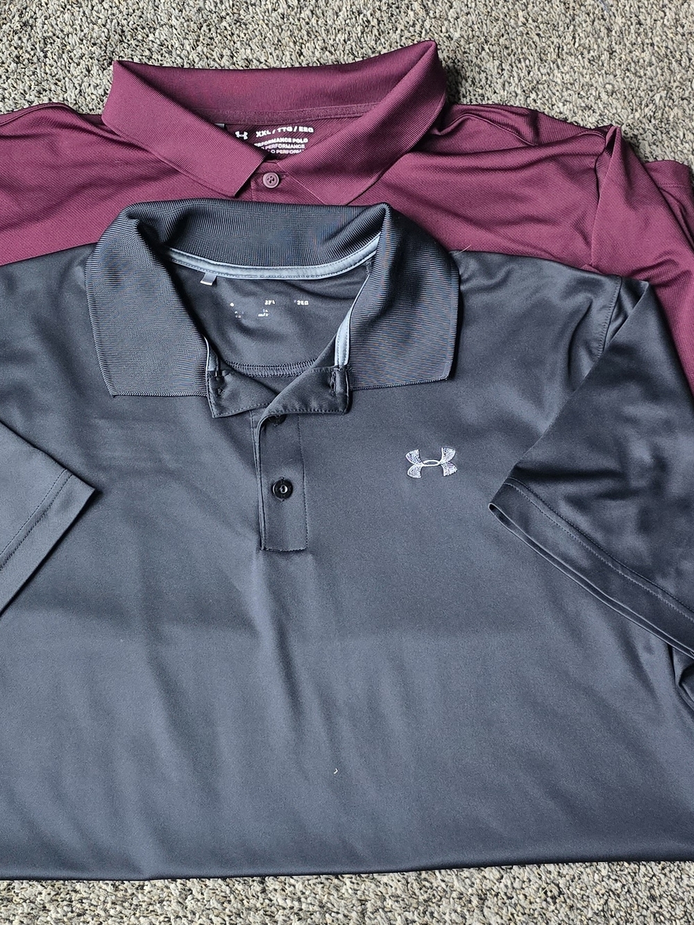 Under Armour Men’s Polo Pair - Black and Burgundy